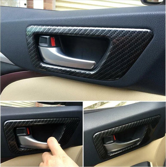 4x Carbon Fiber Inner Door Bowl Cover Trim for Toyota Highlander (2017–2019)