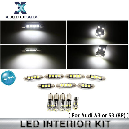 12pcs Canbus White LED Interior Lights for Audi A3 S3 (8P) (2006–2011)