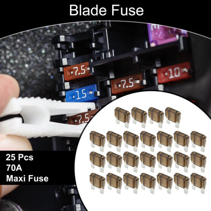 Set of 25 Maxi Fuse 70A Blade Fuses for Car Boat Truck RV Motorcycle