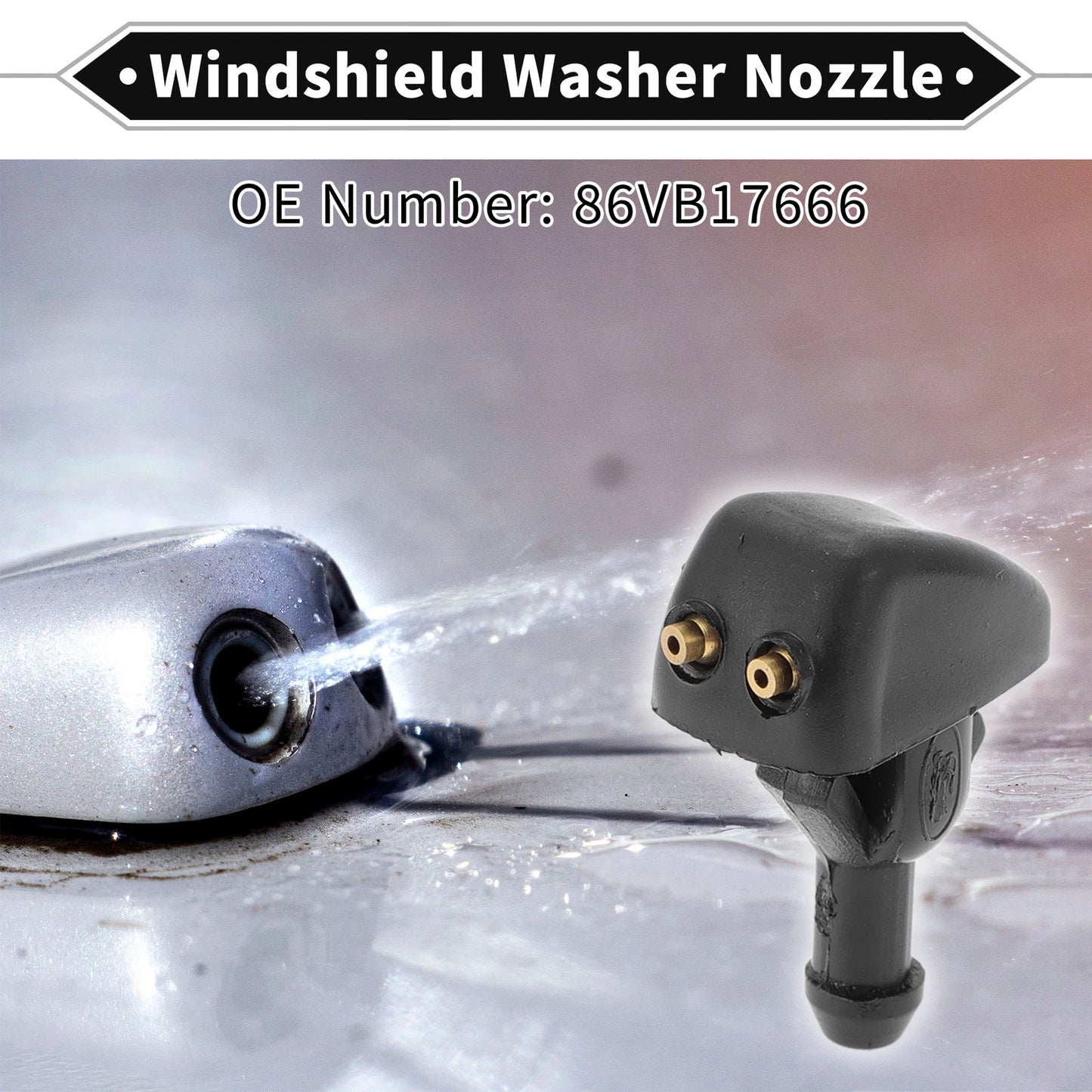 2X Windshield Washer Nozzle for Ford Transit (1991–2000) No. 86VB17666BB