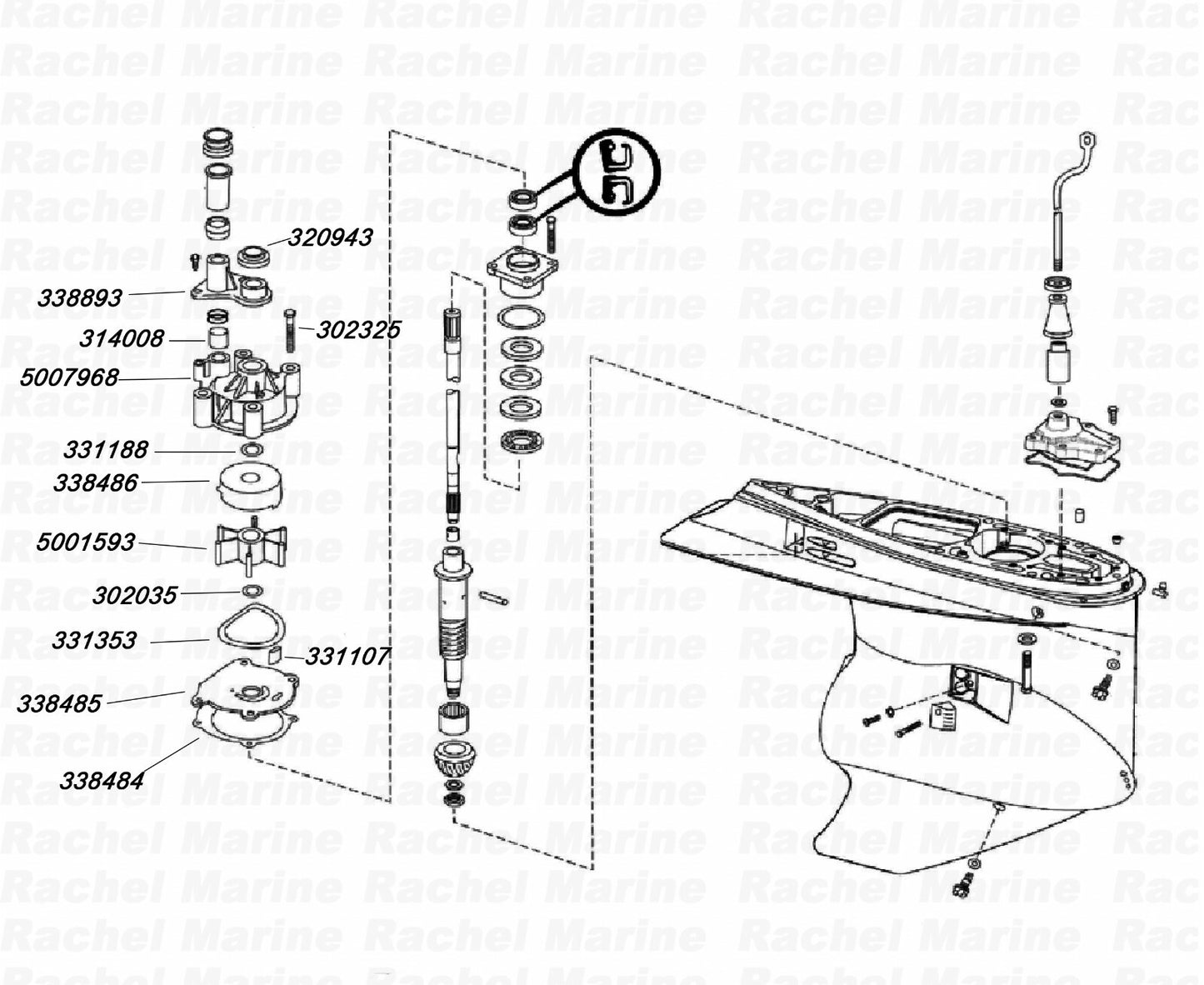 Water Pump Impeller Repair Kit for Johnson Evinrude 85-300 HP (1980–2023)