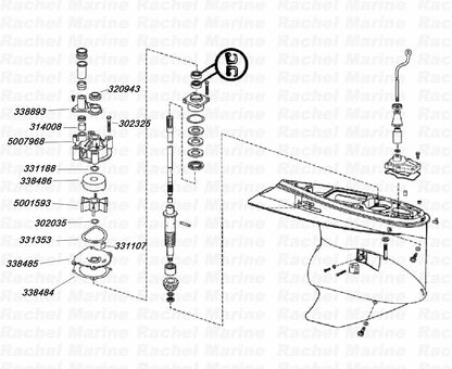 Water Pump Impeller Repair Kit for Johnson Evinrude 85-300 HP (1980–2023)