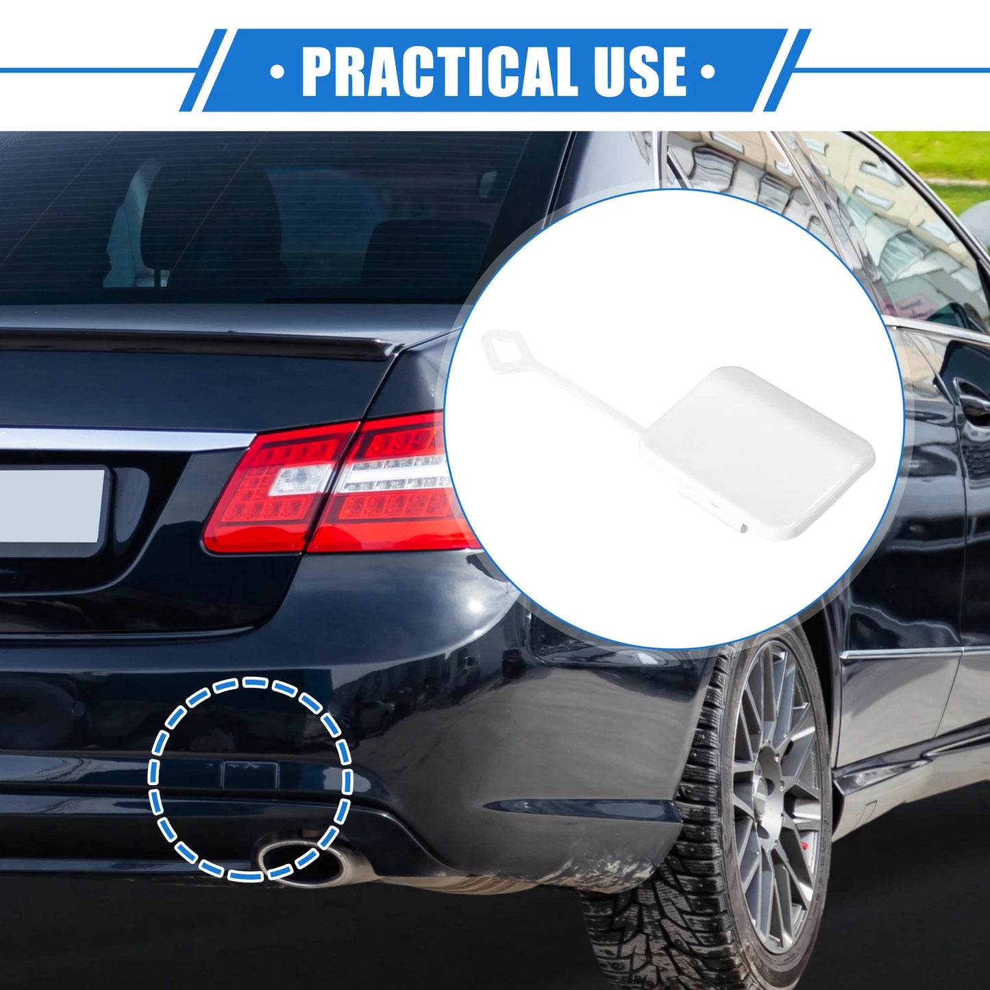 Tow Hook Eye Hole Cap for Mercedes-Benz E550 Sedan (2010–2013) White
