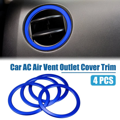Set of 4 AC Air Vent Outlet Cover Ring Trim for Toyota Tundra (2014–2021) Blue