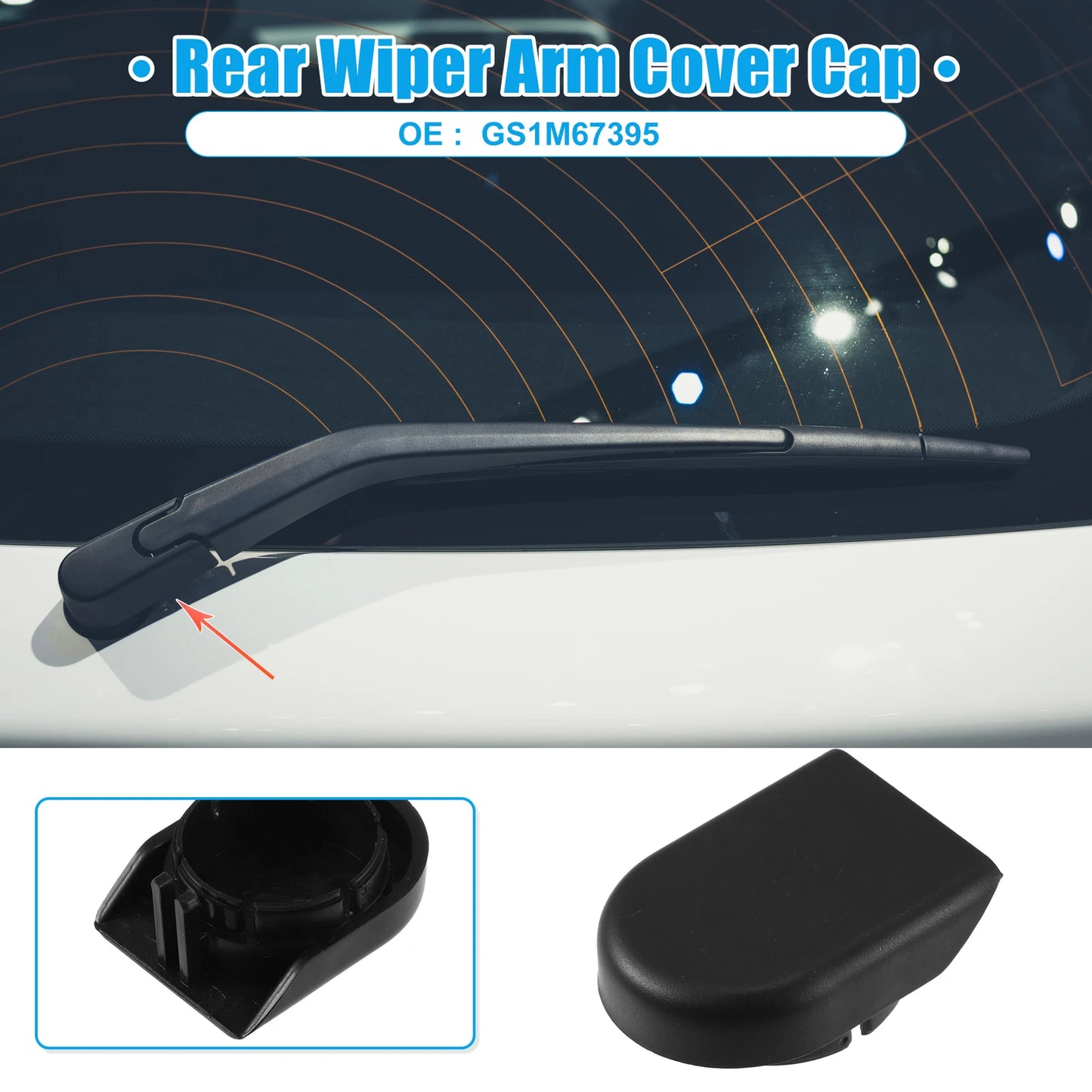2 Pcs Wiper Arm Nut Cover Cap for Mazda 5, CX-5 (2012–2017) Black