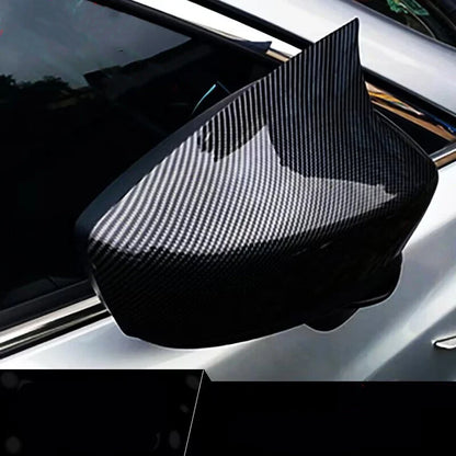 2 x Carbon Fiber Side Wing Mirror Horn Cover Caps for Mazda 3 Axela (2014-2018)