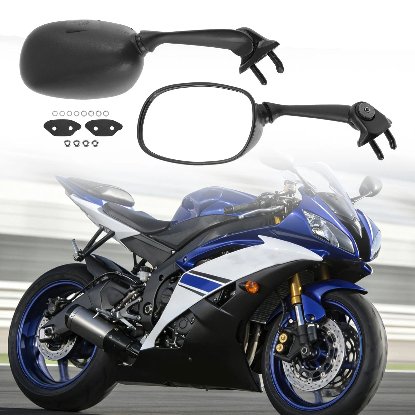 Set of 2 Rear View Mirrors for Yamaha YZF-R6 (2008–2017)
