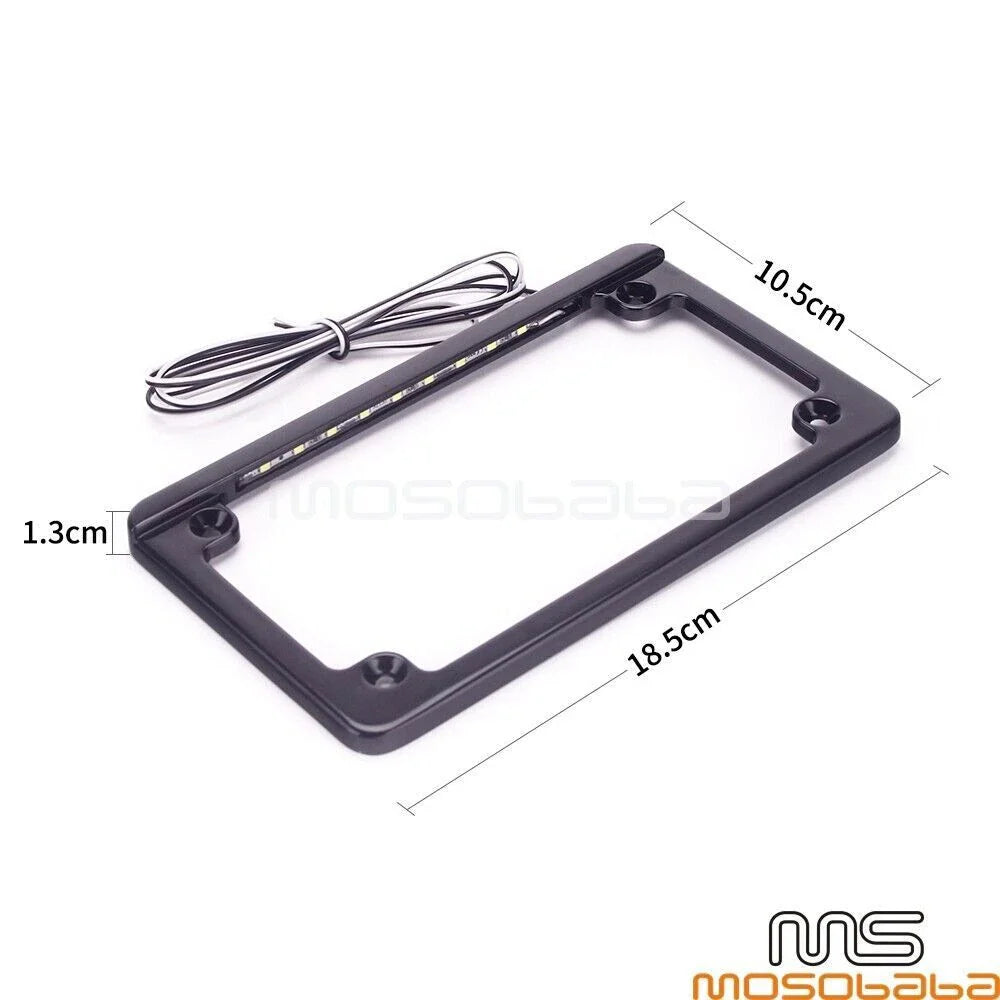 Black Motorcycle License Plate Frame Holder with LED Lights for Motorcycles