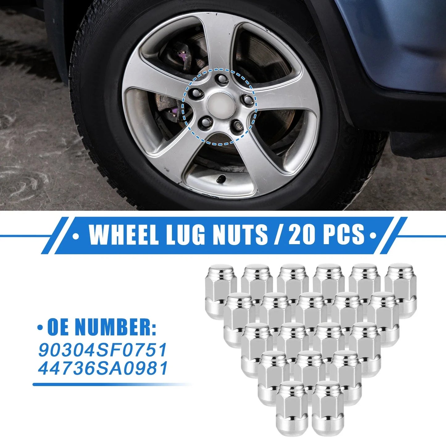20 x Wheel Lug Nuts for Honda CR-V M12x1.5 Durable Tire Accessories