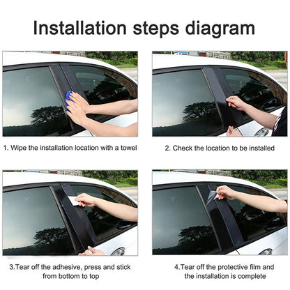 8pcs Glossy Black Window Pillar Post Trim for Nissan Rogue (2014-2020)