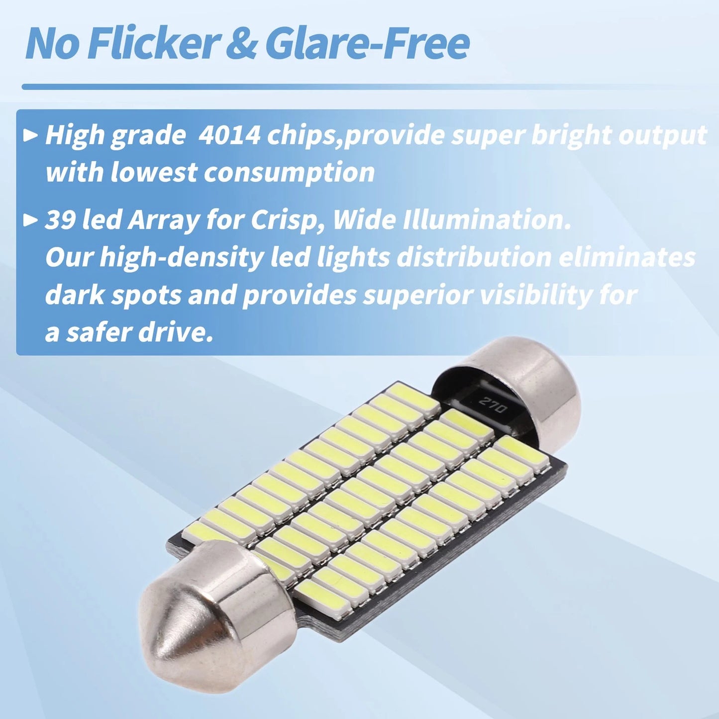 2X LED Dome Light Bulbs 4014 Chip 39 41mm