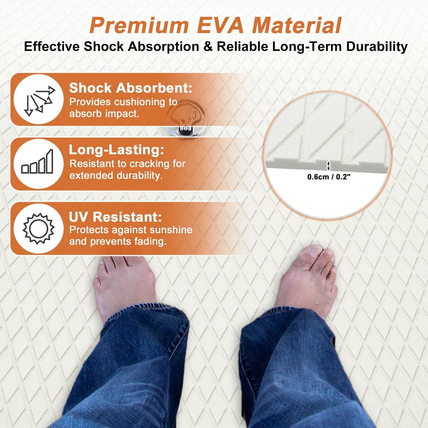 Self-Adhesive Boat Flooring Strip for Various Models (48" L x 17" W)