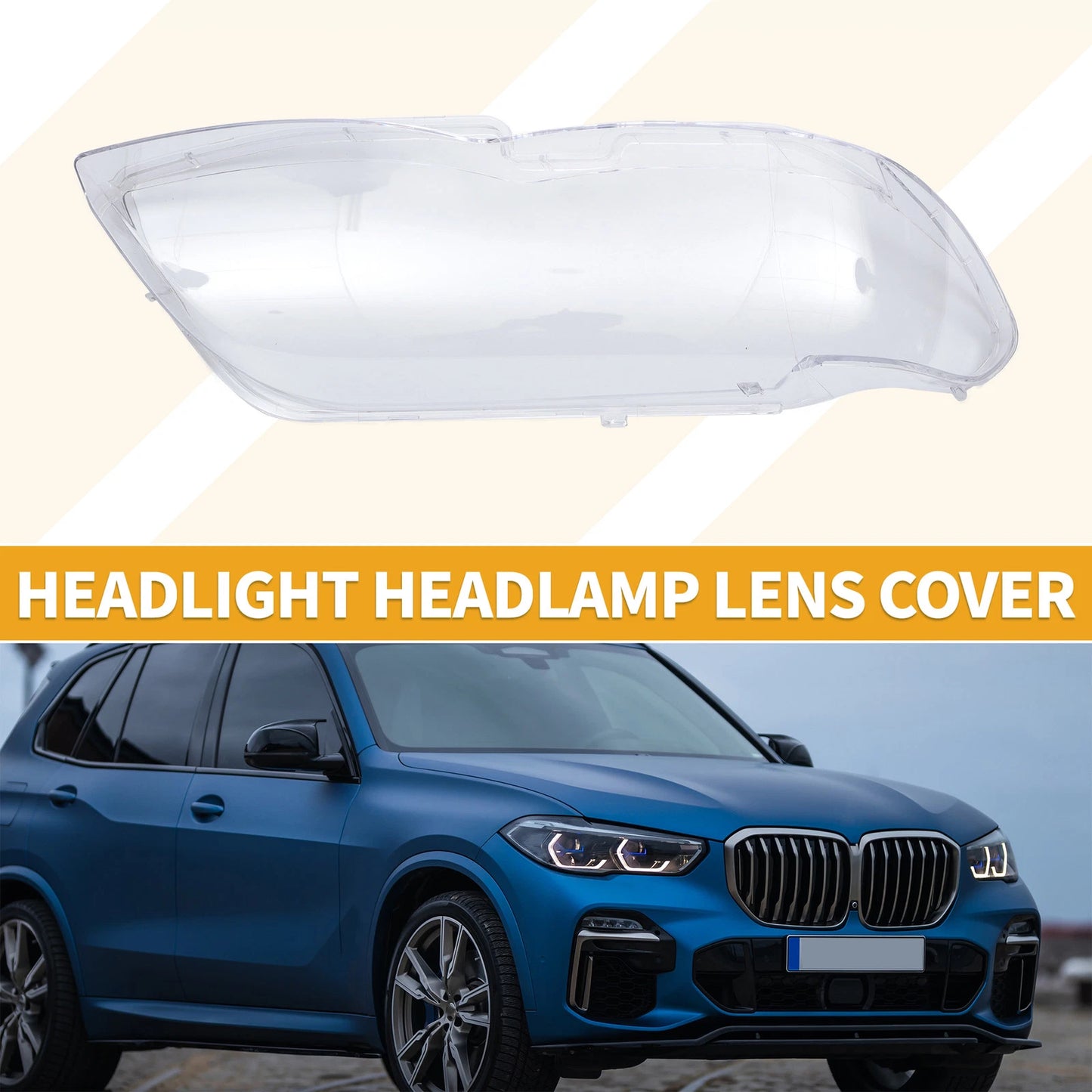 1 Pc Headlight Lens Cover for BMW X5 (2004–2006) No. 63117166818 Clear