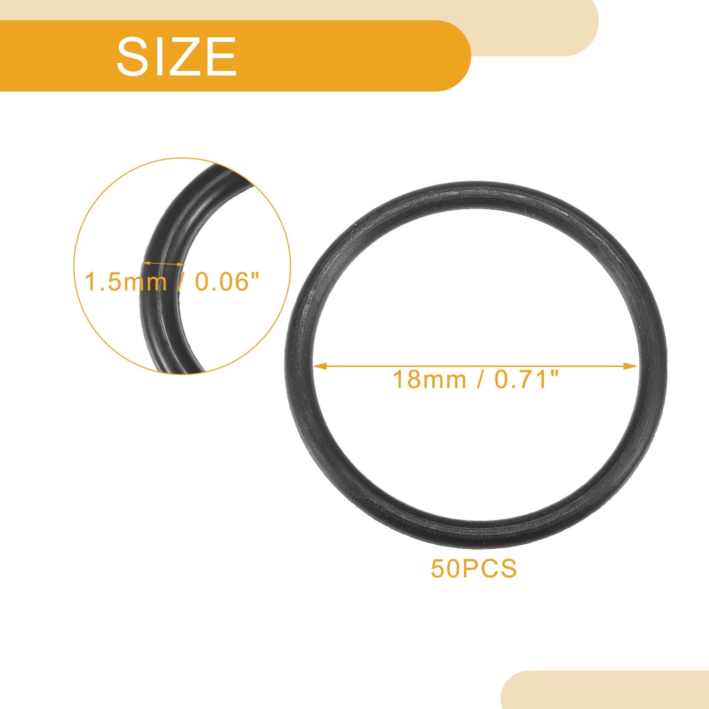 50pcs NBR Rubber O Ring Seal Gasket for Cars Trucks (Universal) 18mm ID x 1.5mm CS