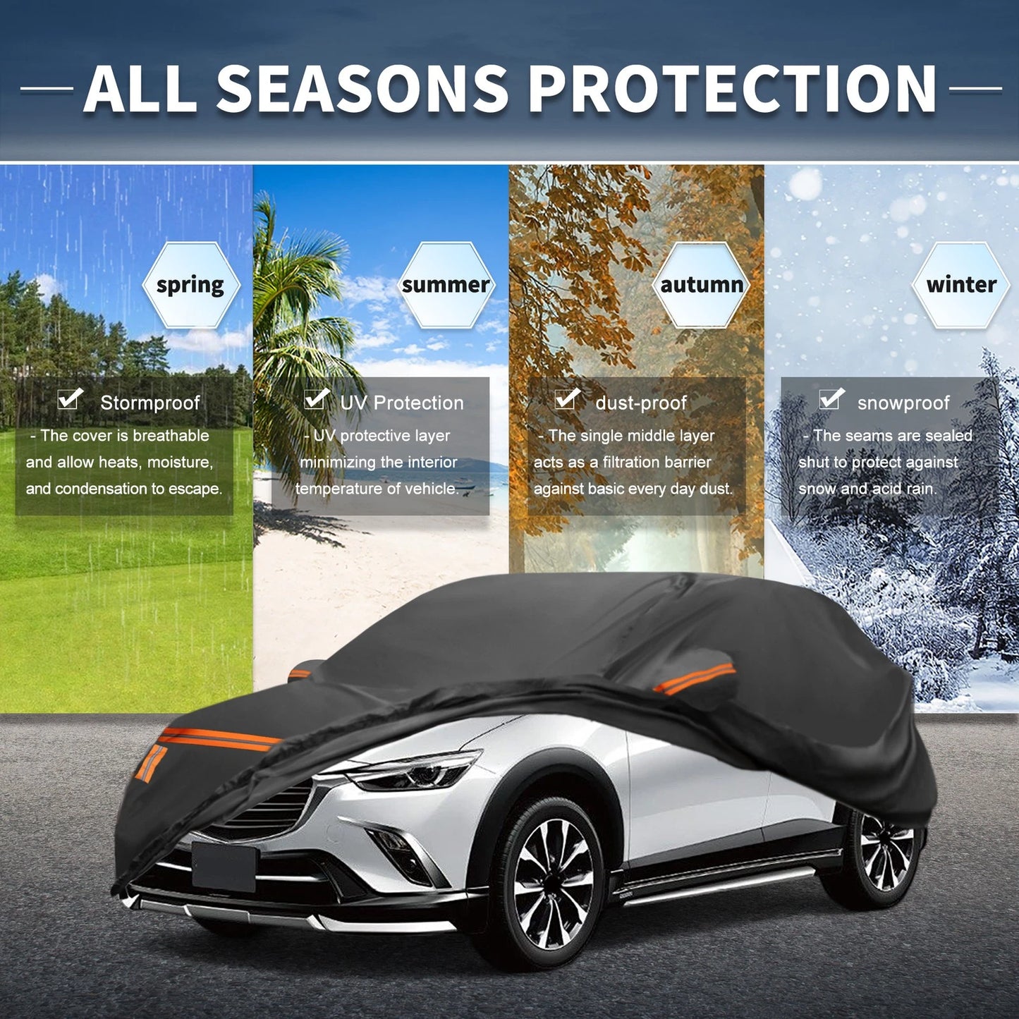 Waterproof Car Cover for Mazda CX-3 (2016–2023) - Aluminum Film, Zipper