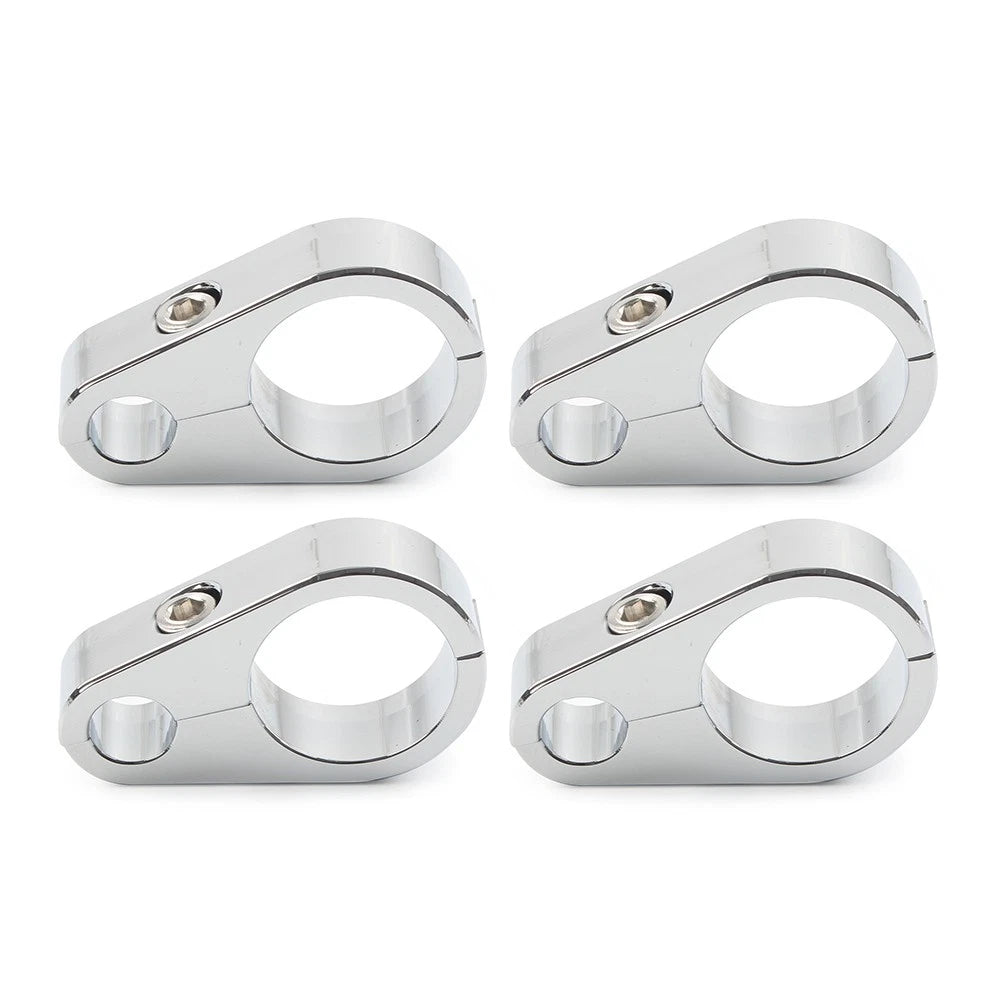 4X Brake Clutch Cable Wire Clamp Clip Chrome for Harley 1" Handlebar