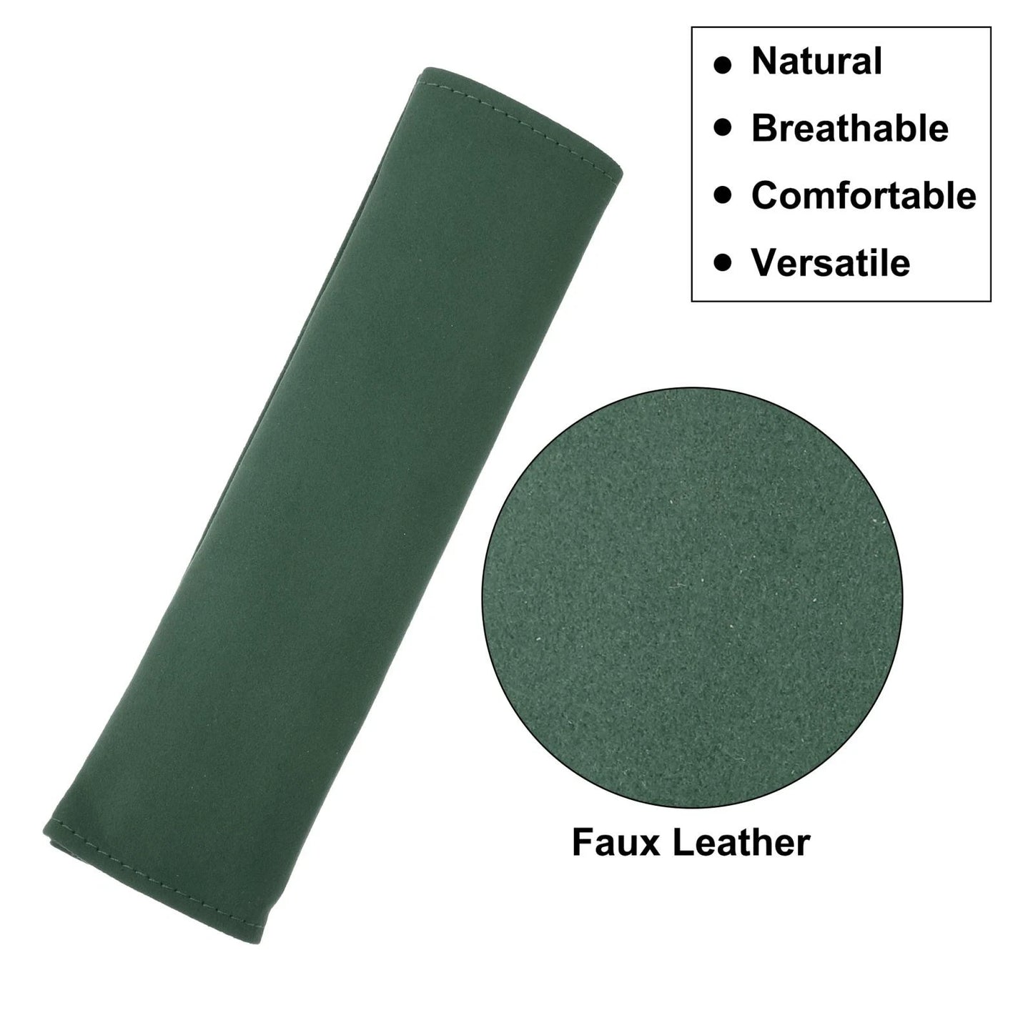 2pcs Seat Belt Shoulder Pad for Universal Fit (Faux Leather, Green)