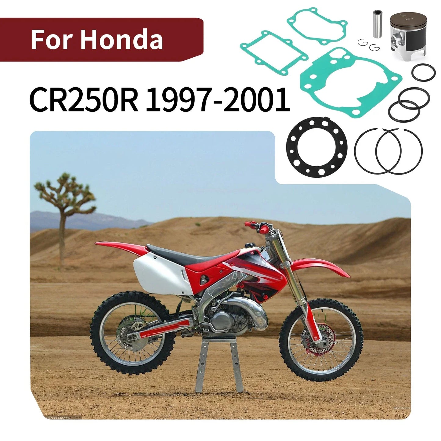 Top End Rubuild Kit 66.4mm Piston for Honda CR250R (1997–2001)