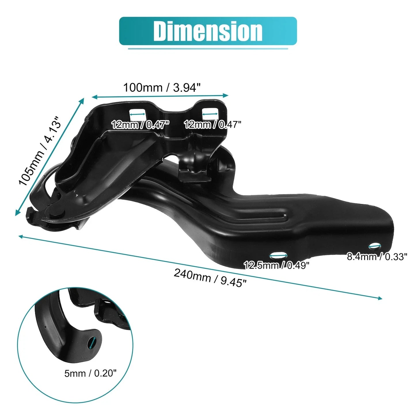 Hood Hinge 2 x Black for Honda (654003TA0A) (2016-2021)