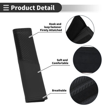 Set of 2 Black Seat Belt Cover Pads for Universal Fit (22.5cm)