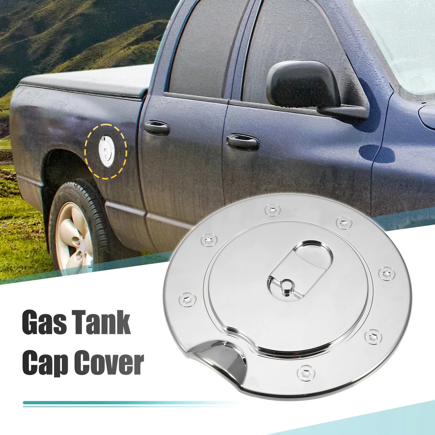 Chrome Plated Fuel Tank Filler Cap Cover for Dodge Ram 1500