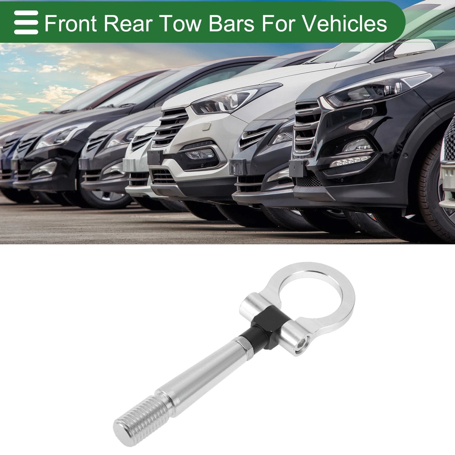Tow Hook for Mitsubishi Lancer EX (23.6mm, Aluminum Alloy, Silver Tone)