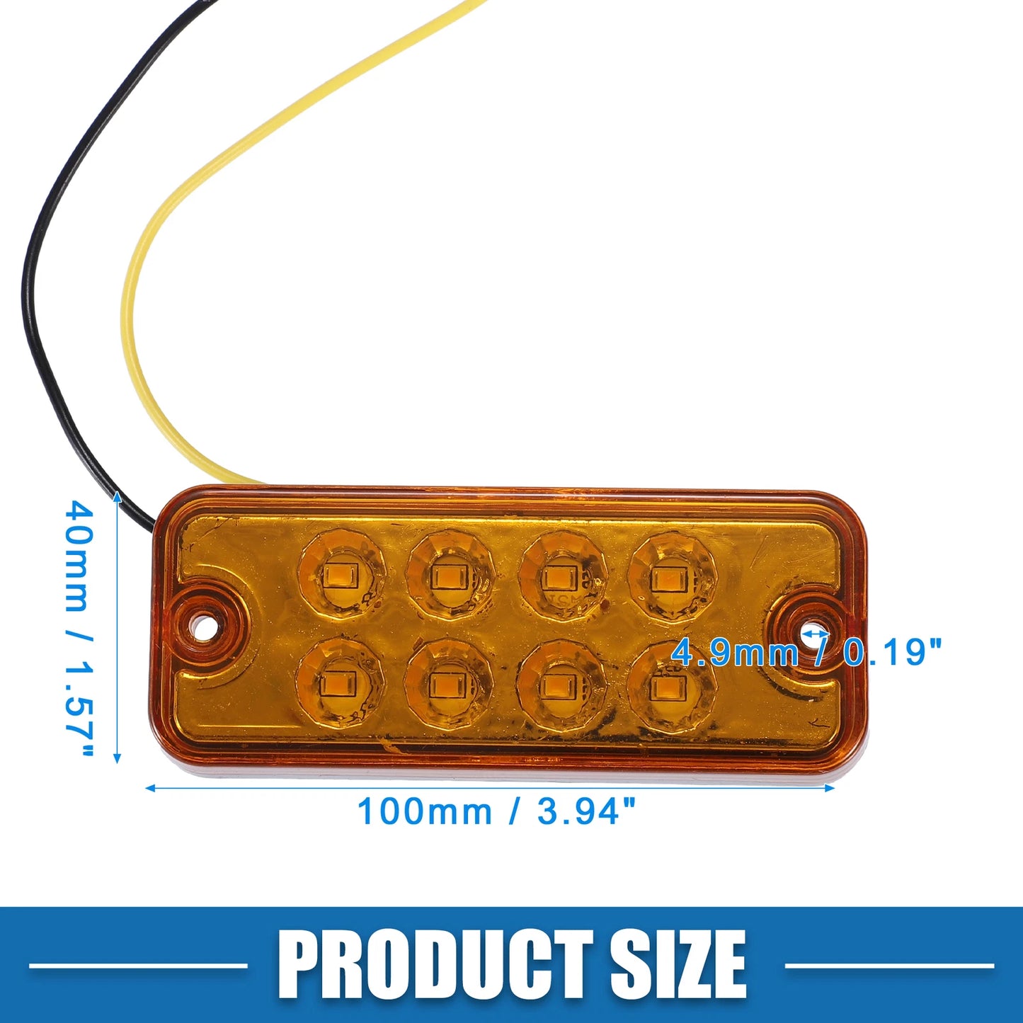 Set of 4 Amber 8 LED Front Rear Side Marker Lights for Truck Trailer
