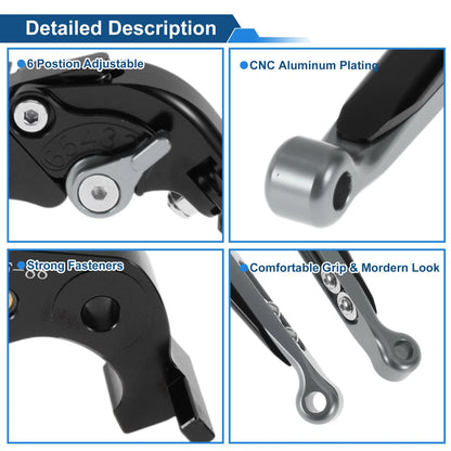Adjustable Brake Clutch Lever for Kawasaki ZX14R (2006–2017) Black Titanium