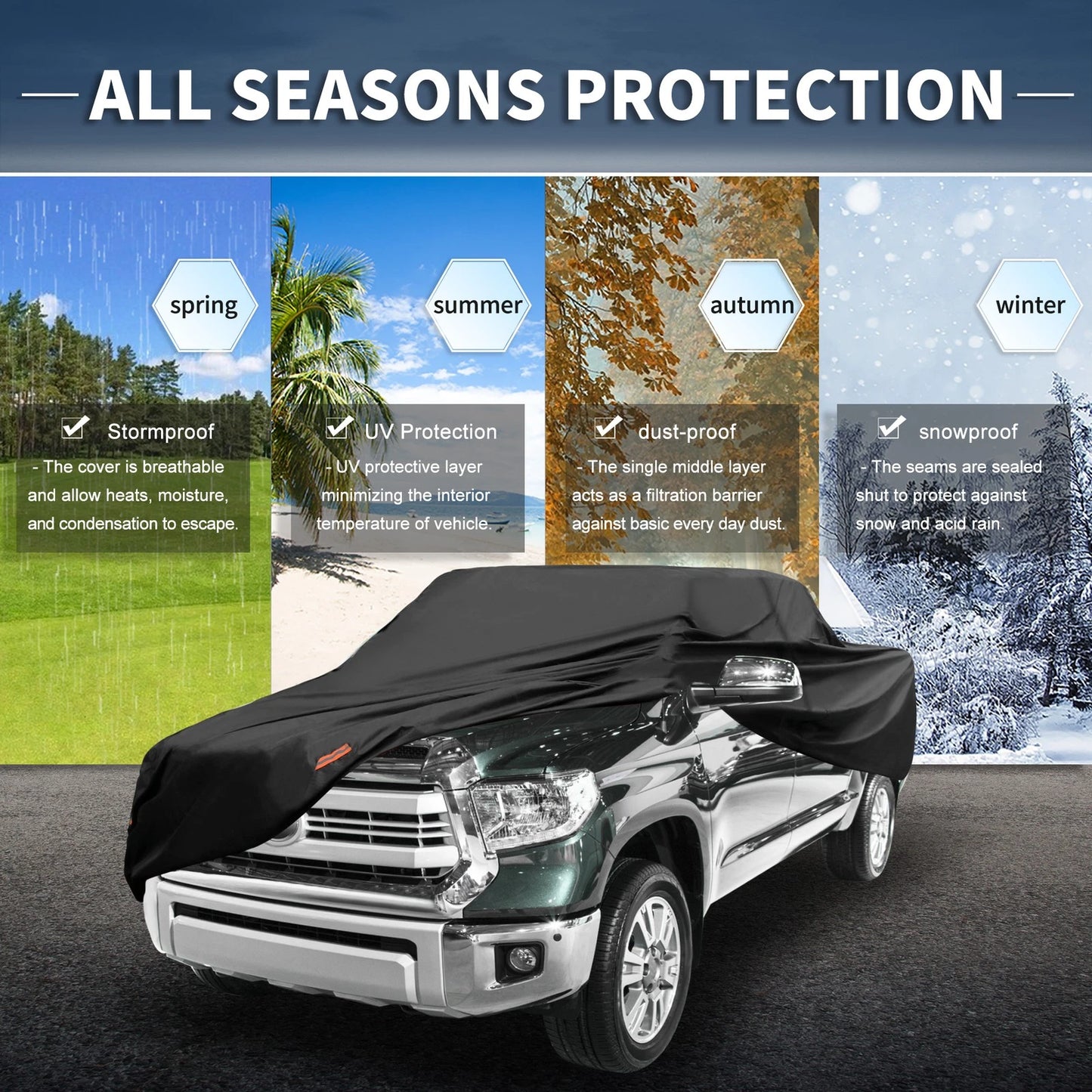 Waterproof Car Cover with Driver Door Zipper for Toyota Tacoma
