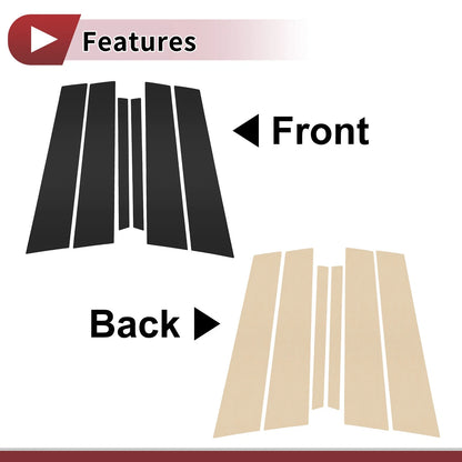 6X Car Door Pillar Window Trim for Mercedes-Benz C-Class (2015–2018) Black