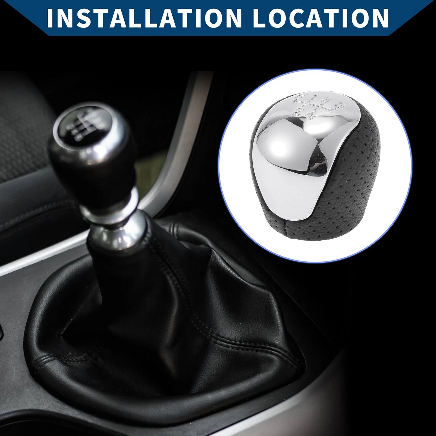 5 Speed Manual Gear Shift Knob for Hyundai Elantra (2009–2012) Faux Leather Black