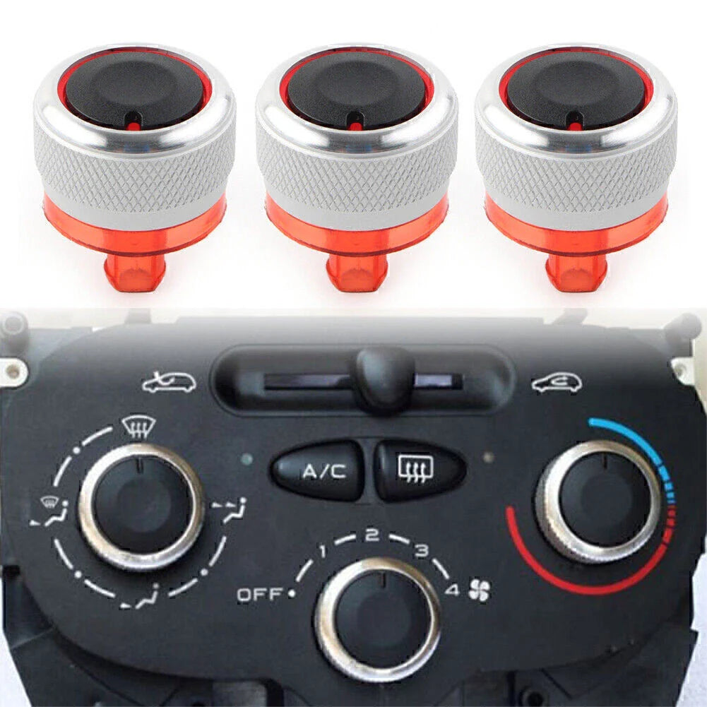 3 x ABS Switch Knob Heater Buttons A/C Covers for Peugeot 206 207 C2 (2000-2015)