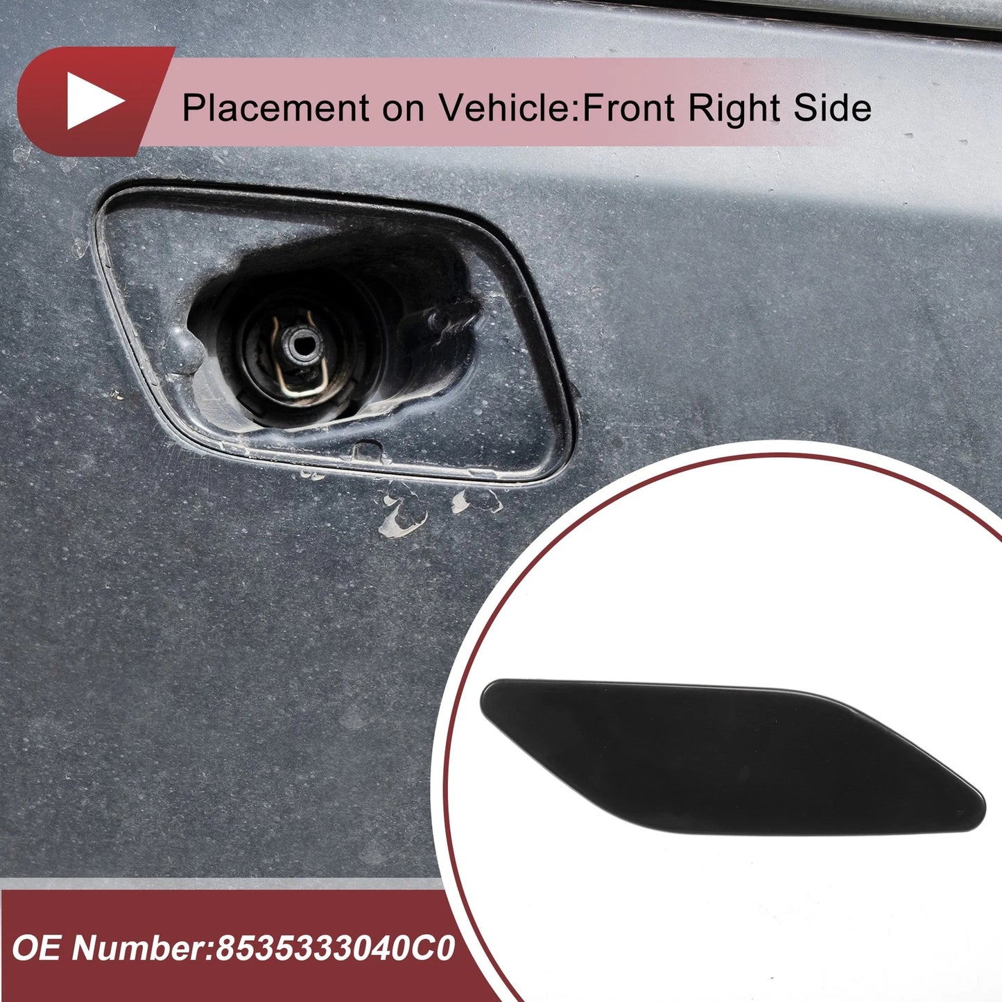 Front Right Washer Nozzle Cover Cap for Lexus ES300h (2019–2022) Black