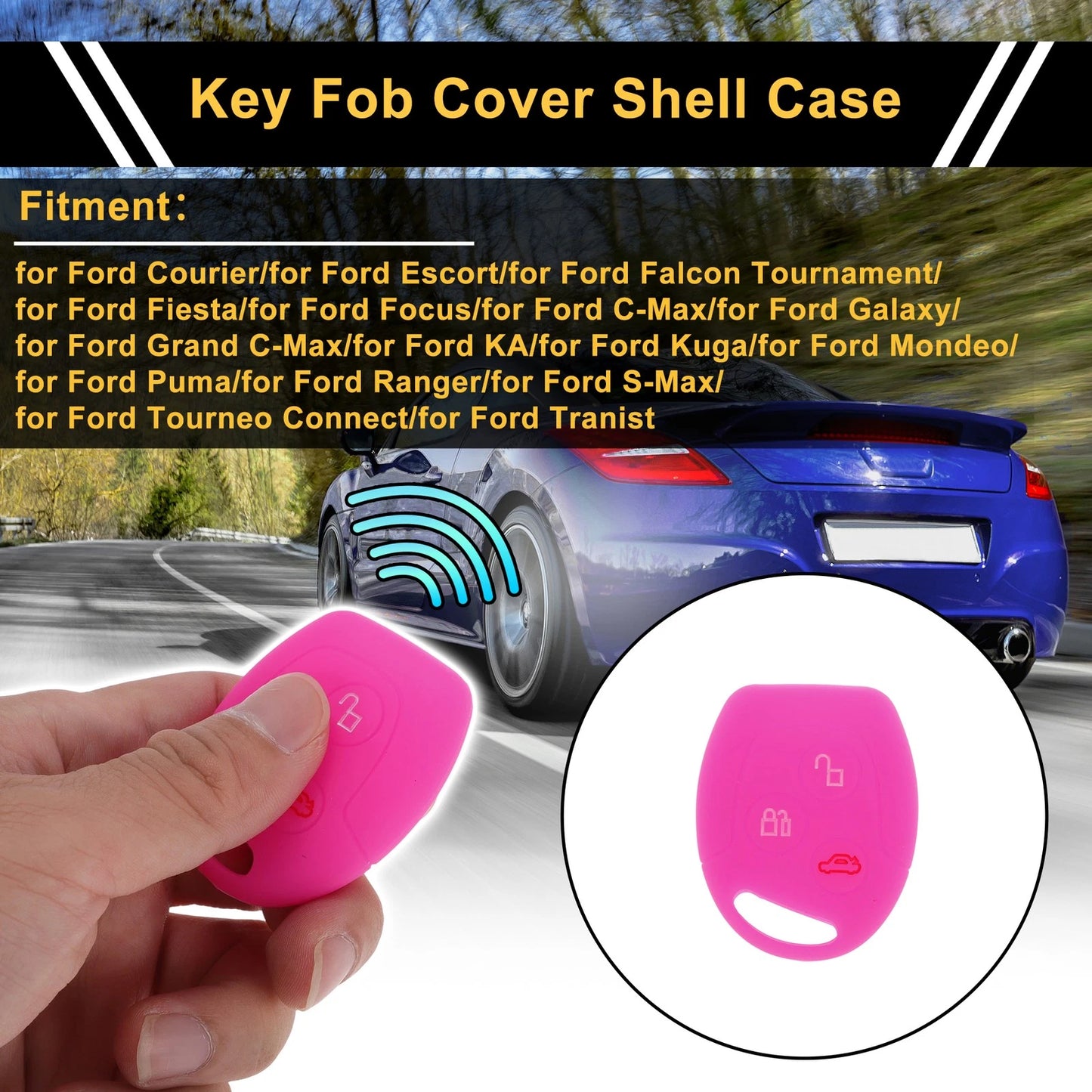 Magenta Car Key Case for Ford Courier (2016–2023) - 3 Buttons