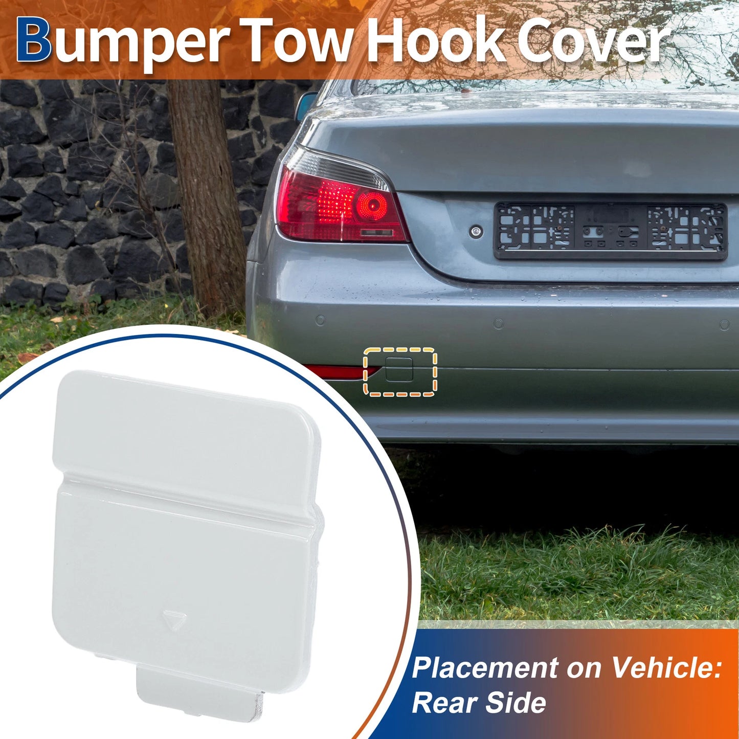 Rear Tow Hook Cover for BMW 525i 530i 545i 550i (2001–2007) No. 51127119151 White