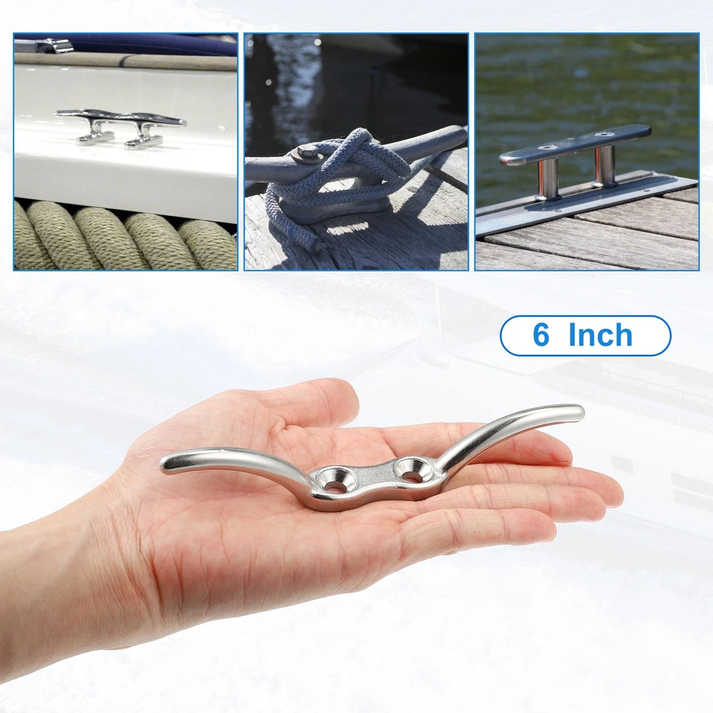Set of 2 Stainless Steel Flagpole Cleat Hooks for Marine Ship