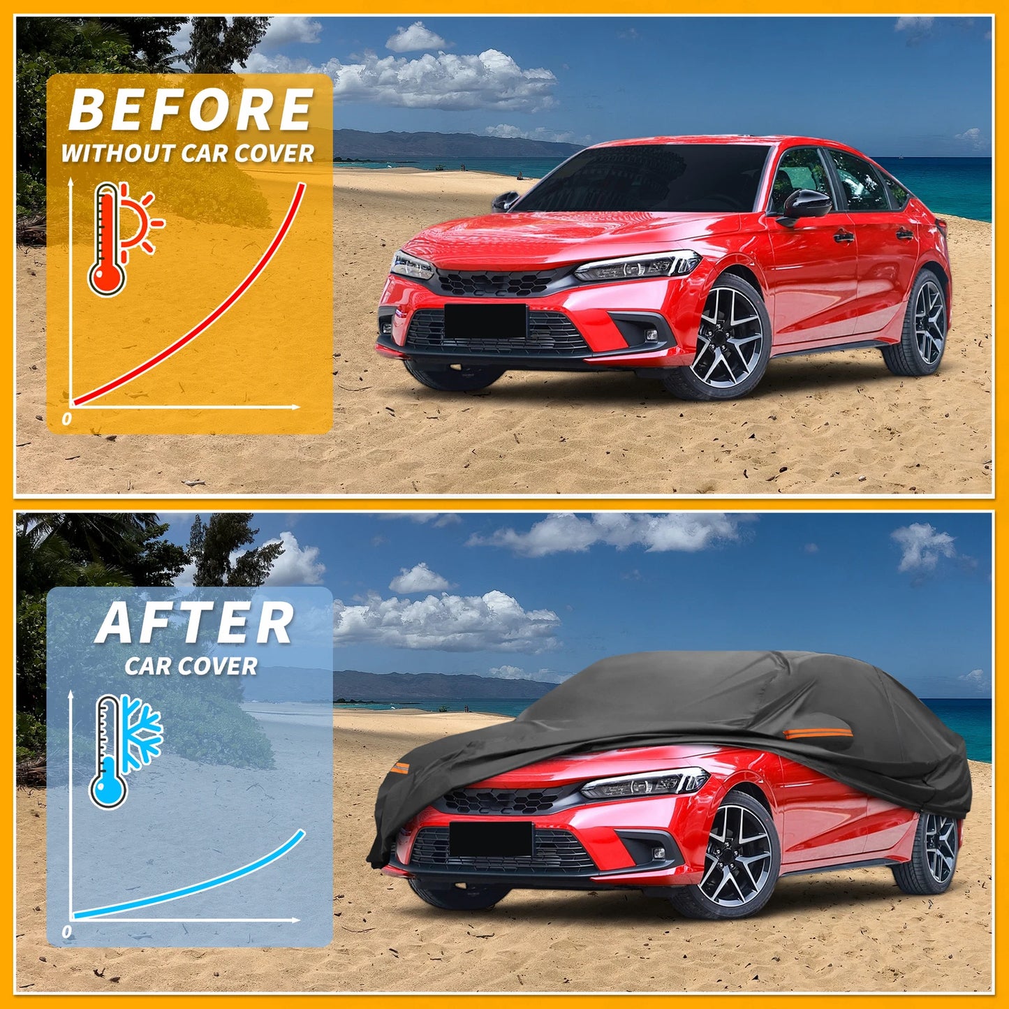 Waterproof Car Cover for Honda Civic Sedan (190T-PU)