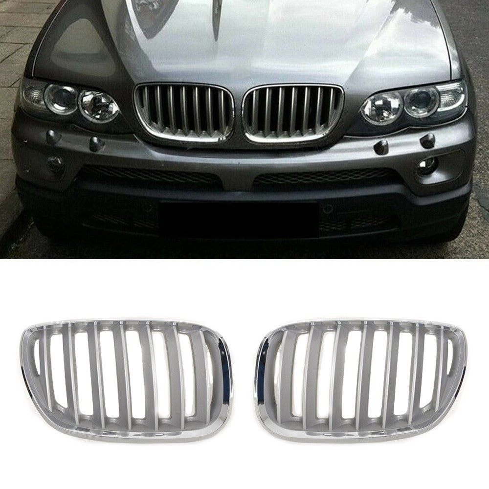 2X Chrome Front Bumper Grille for BMW X5 (2004–2006)