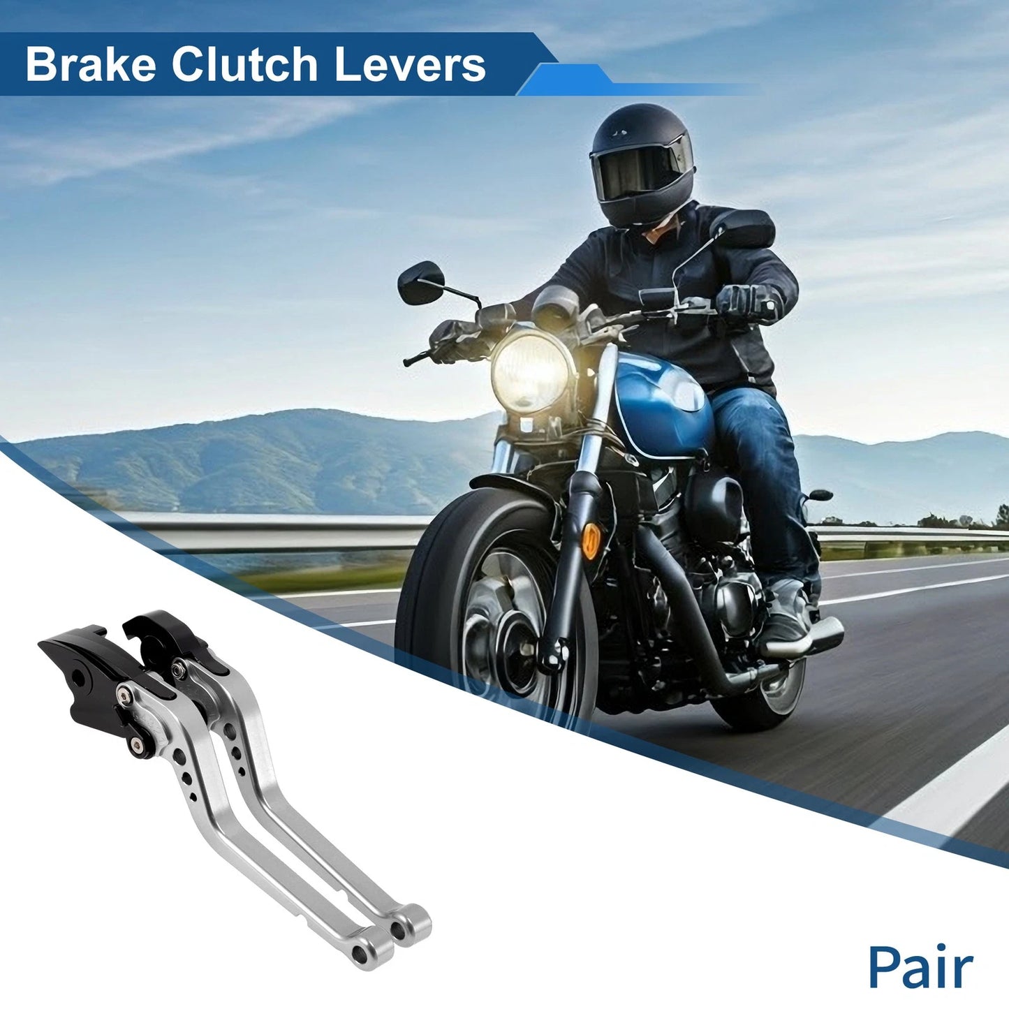Long Brake Clutch Levers for Honda RC51 (2000–2006) - Silver Tone, 1 Pair