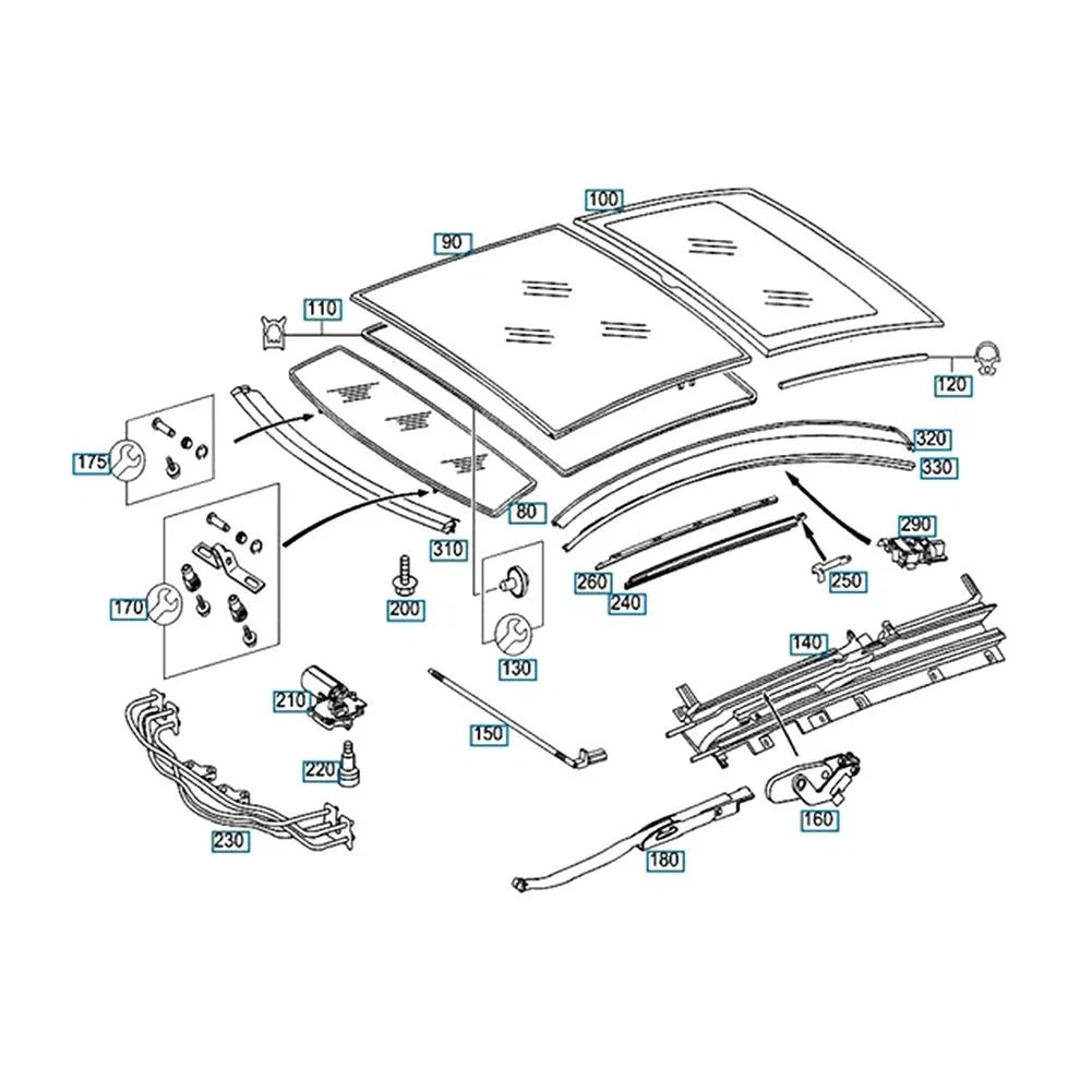 Front Sunroof Cable Set for Mercedes C W203 Coupe (2000–2007)