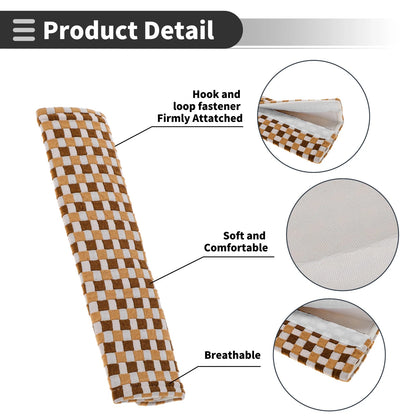 2X Seat Belt Cover Pad for Universal Fit (Cotton, Khaki Brown, 24cm)