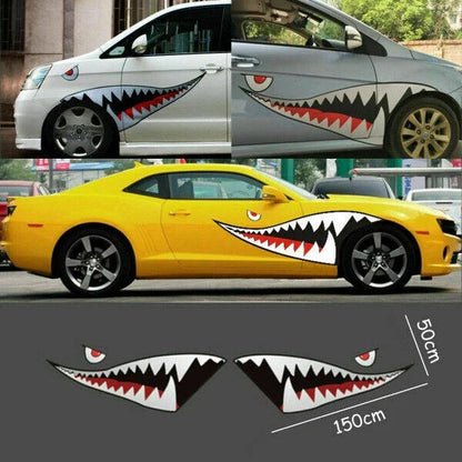59'' / Exterior Side Door Decal / Shark Mouth Teeth Sticker Vinyl for Car