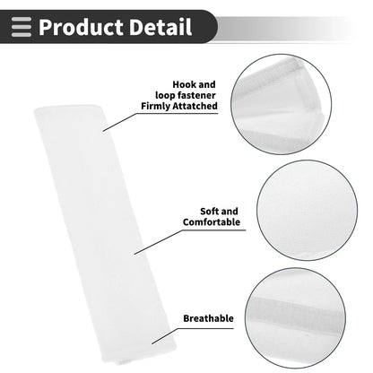Set of 2 White Chenille Seat Belt Cover Pads for Universal Fit