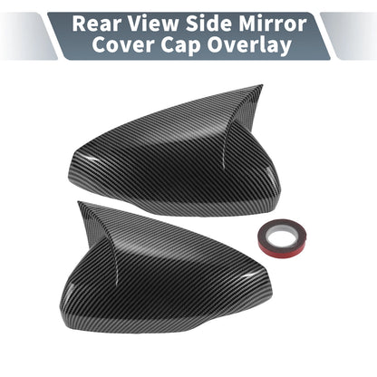 Pair Rearview Mirror Cover Overlay Black Carbon Fiber for Volkswagen Polo (2019–2023)