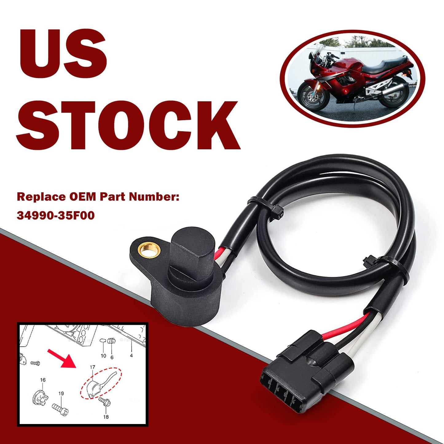 Speedometer Speed Sensor for Suzuki GSX-R600 GSX-R750 GSX-R1000 GSF1200 GSX1300 (2000–2023)