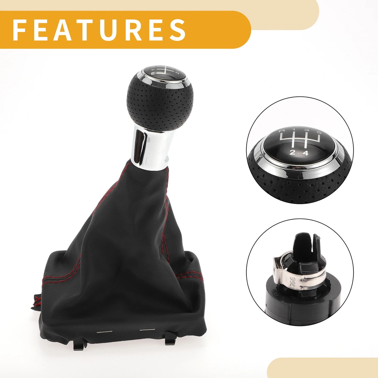 5 Speed Gear Shift Knob with Cover for Audi A3 (2008–2013) Plastic Leather