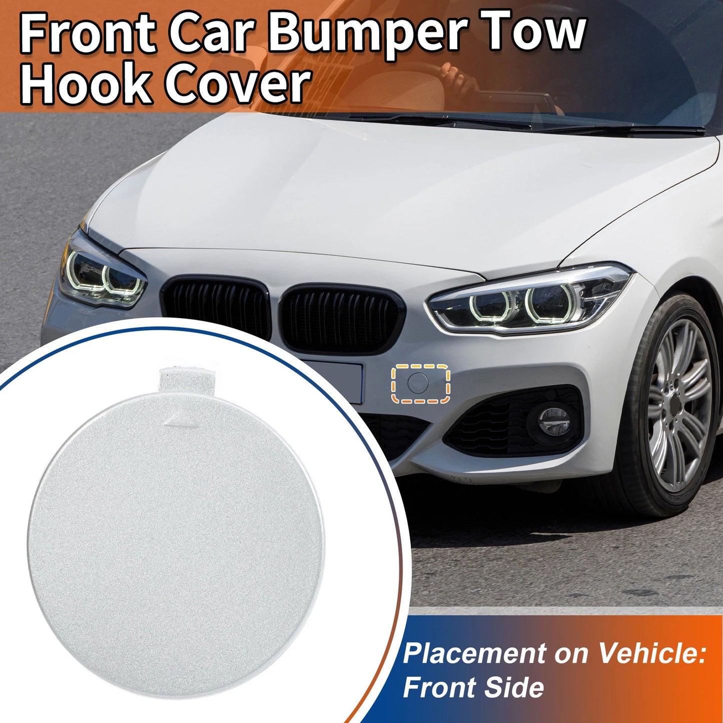 Front Car Bumper Tow Hook Cover for BMW 1 Series (No. 51118064578) Ice Silver