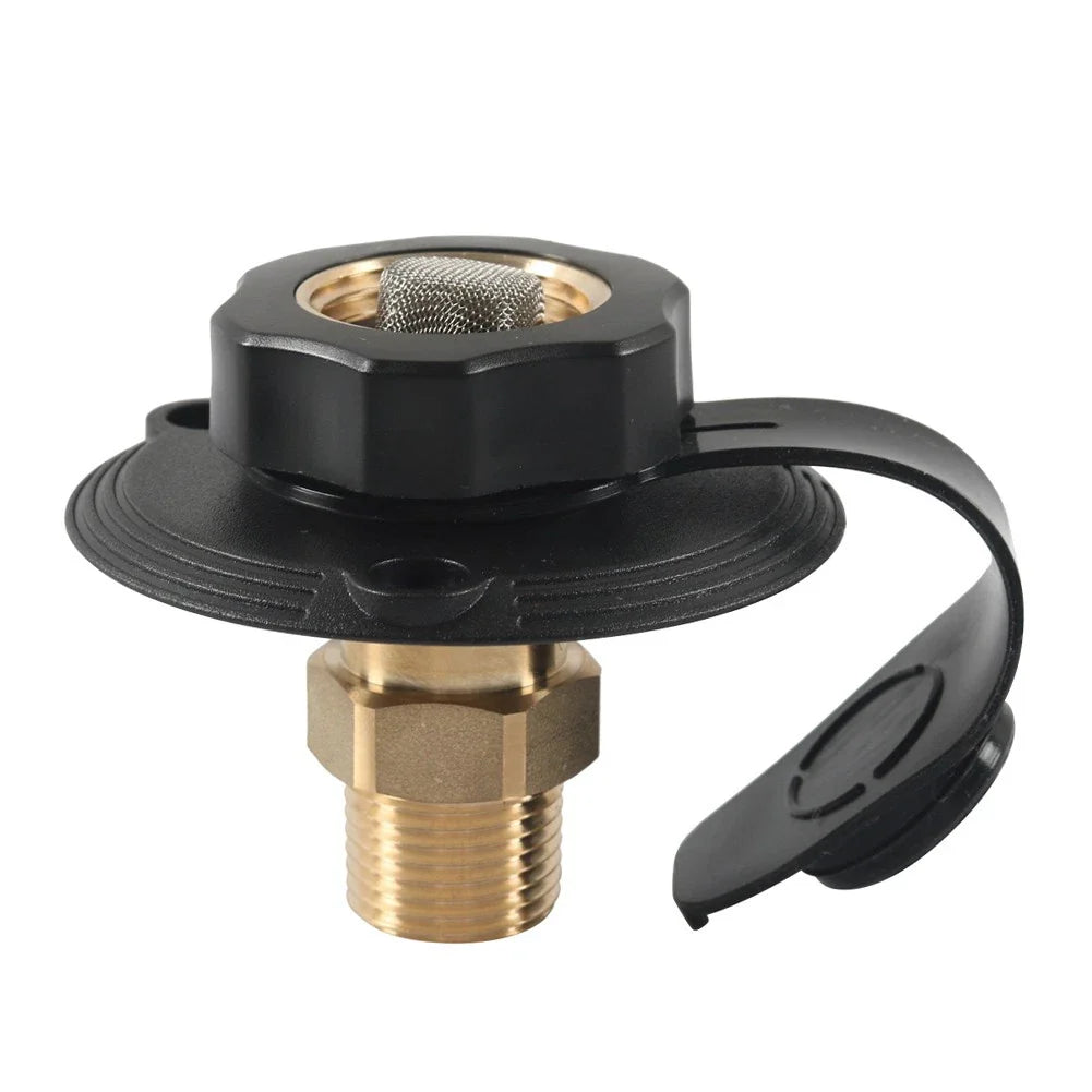 Black RV City Water Inlet Check Valve Flange Hose Connector