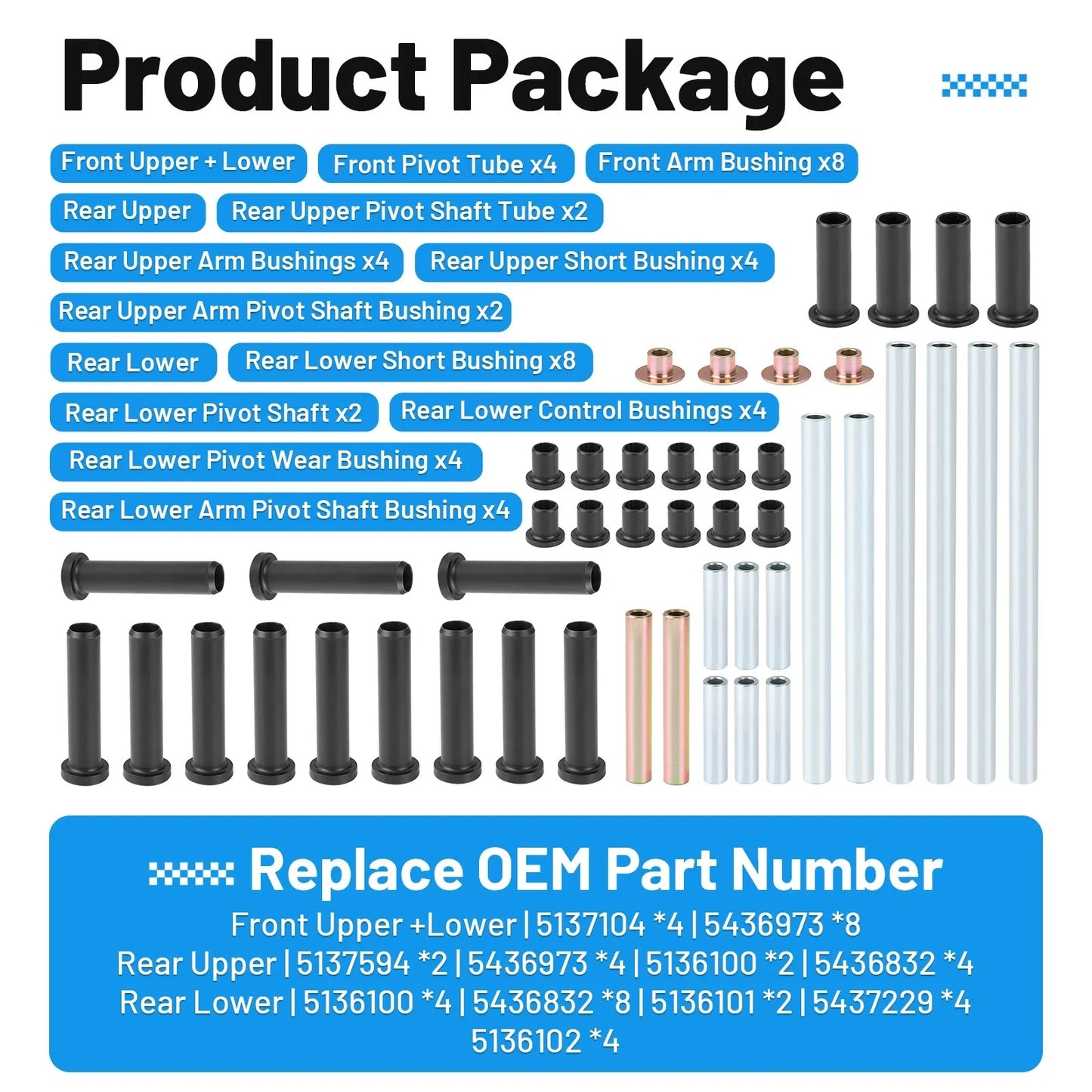 Front Rear A-Arm Bushing Kit for Polaris RZR 800 S (2008–2014)