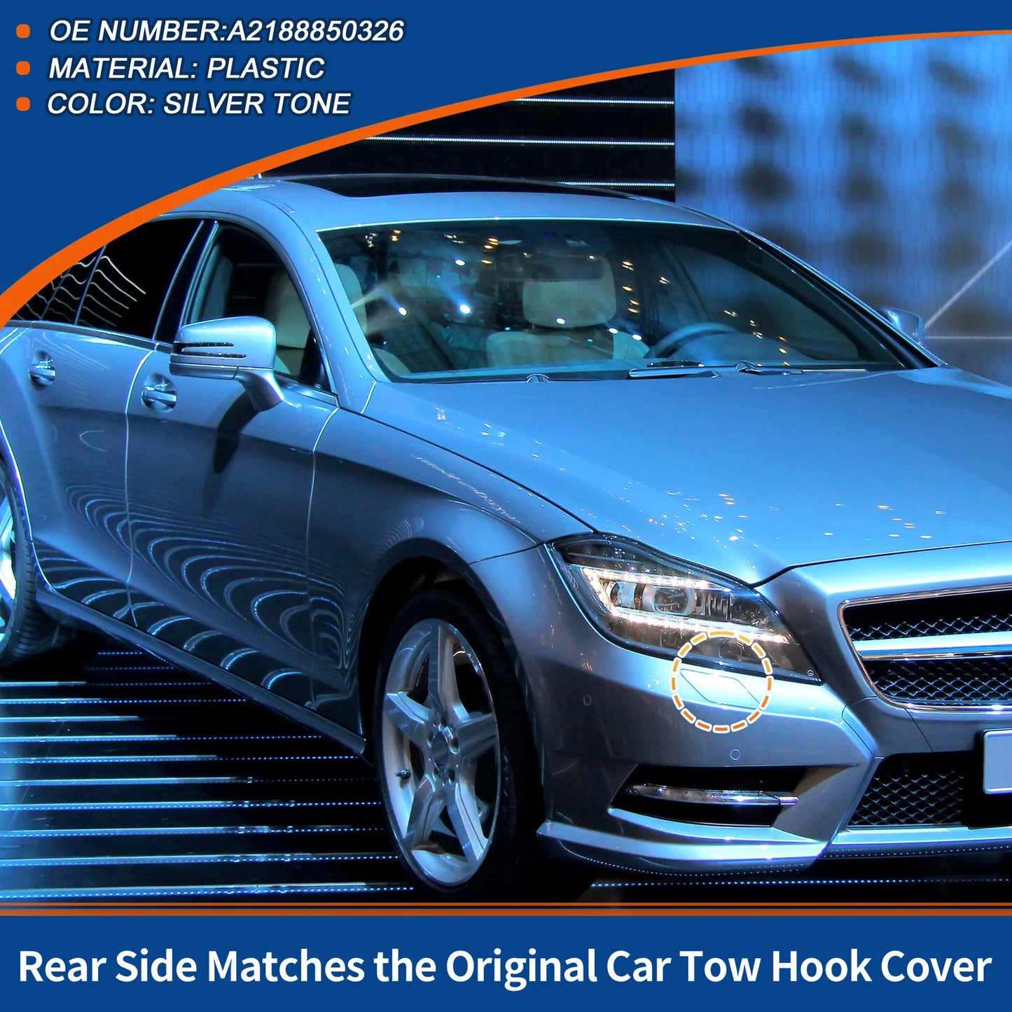 Tow Hook Cover for Mercedes-Benz CLS (2012–2018) No.A2188850326 Silver